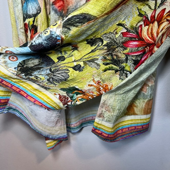 Citron Santa Monica Chrysanthemum Butterfly Silk Blend Button Up Blouse Shirt XL - Picture 10 of 14